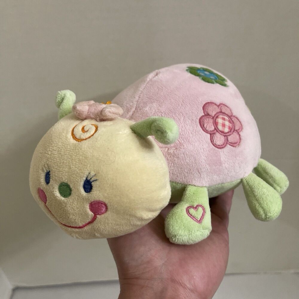 Vintage Koala Brand Stuffed Pink Lady Bug Chime Rattle Plush Security Lovey Toy